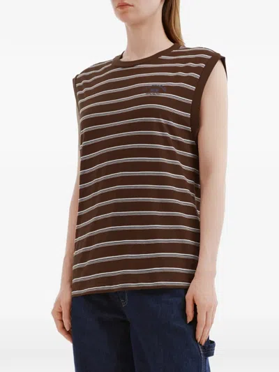 Chocoolate Stripe-pattern Vest In Brown