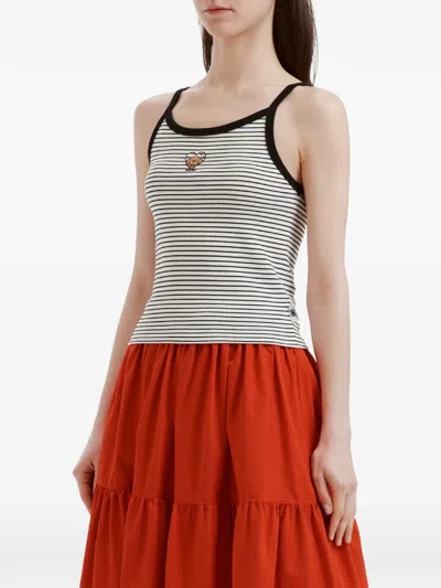 Chocoolate Striped Embroidered Top In Neutral