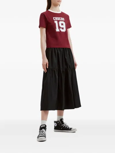 Chocoolate Ringer Graphic T-shirt In Red