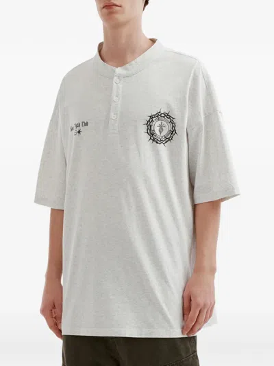 Five Cm Button Graphic T-shirt In Gray
