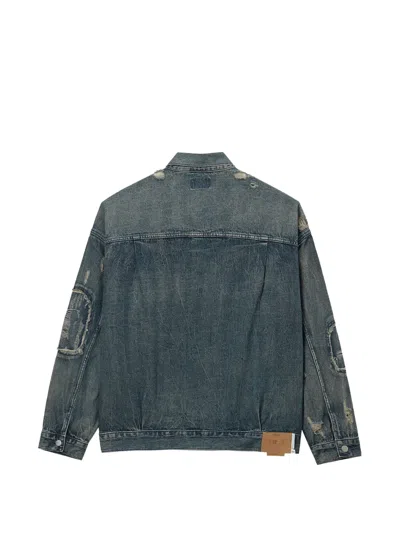 Izzue Distressed Denim Jacket In Blue