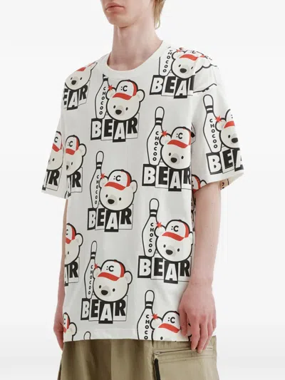 Chocoolate Bear Bowling Print T-shirt In White