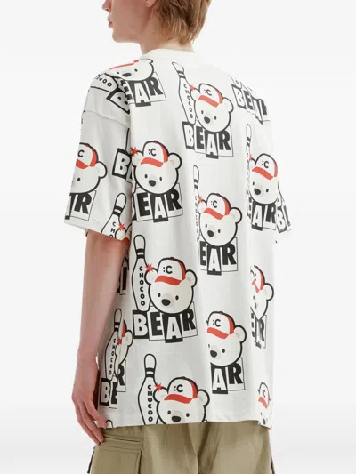 Chocoolate Bear Bowling Print T-shirt In White