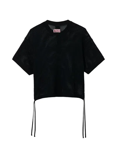 Fingercroxx Mesh Drawstring T-shirt In Black