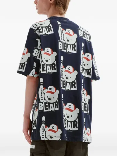 Chocoolate Bear-print T-shirt In Blue