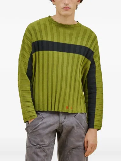 Eckhaus Latta Keyboard Ribbed Sweater In Green
