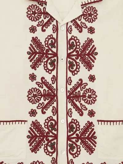 Baziszt Cream Hemp Pattern Shirt In Brown