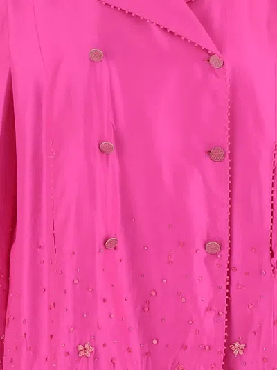 Péro Double-breasted Silk Jacket In Pink