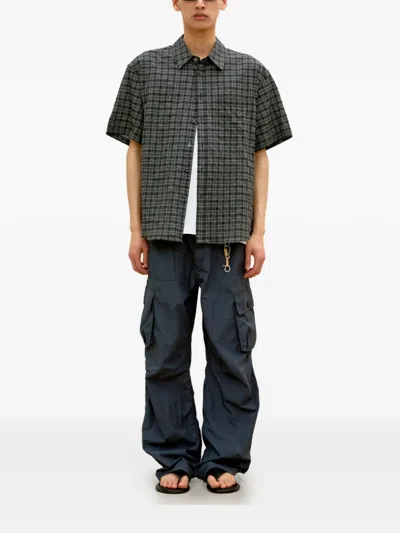 Coor Gray Multi-pocket Stitch Pointed Cargo Pants In Blue