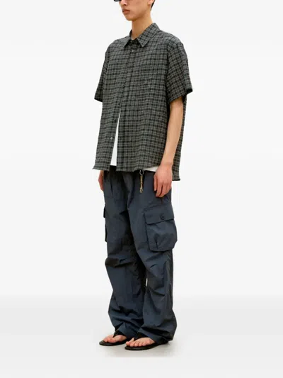Coor Gray Multi-pocket Stitch Pointed Cargo Pants In Blue
