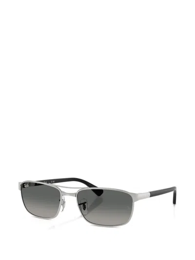 Ray Ban Rectangle-frame Sunglasses In Silver