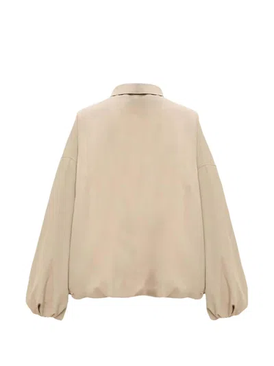 Loewe Polyester Jacket Long Sleeves Collared Front Pockets In Neutral
