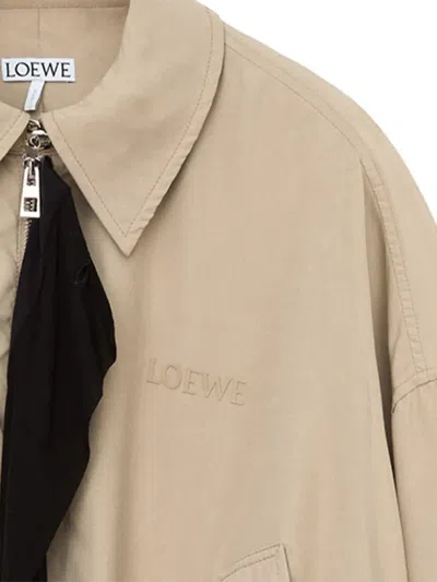 Loewe Polyester Jacket Long Sleeves Collared Front Pockets In Neutral