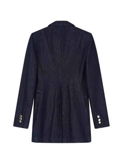 Emporio Armani Double-breasted Blazer In 11 oz Denim In Blue