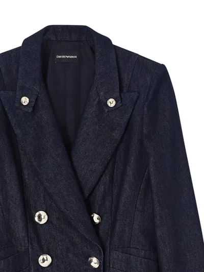 Emporio Armani Double-breasted Blazer In 11 oz Denim In Blue
