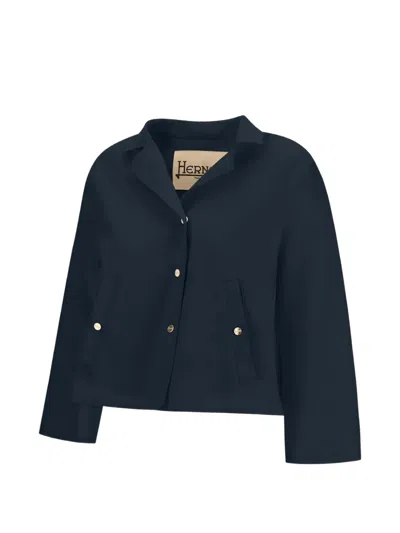 Herno Buttoned Collar Jacket In Blue