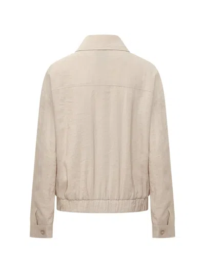 Le Sully Studio Zip Bomber Jacket In Neutral