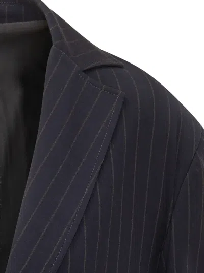 Le Sully Studio Pinstripe Button Jacket In Blue