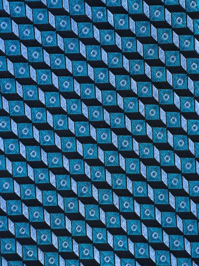 Zegna Geometric Patterned Tie In Blue