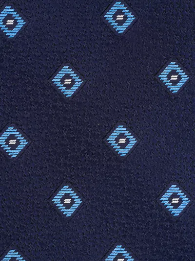 Zegna Diamond Pattern Tie In Blue