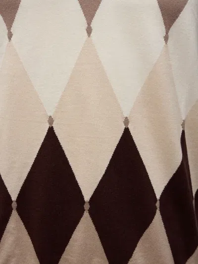 Ballantyne V-neck Pullover With Iconic Diamond Pattern In Gray