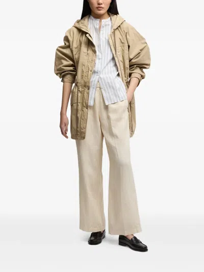 Aspesi Elasticated Linen Trousers In Neutral
