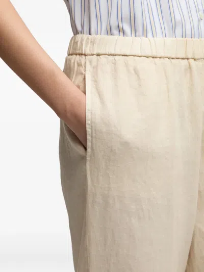 Aspesi Elasticated Linen Trousers In Neutral
