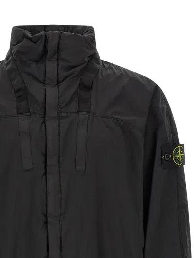 Stone Island Bomber Nylon Metal Watro Puffer Jackets Black In Black