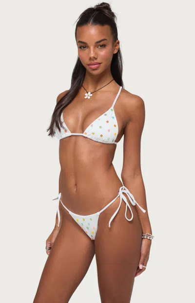 Edikted Luz Beaded Triangle Bikini Top In White