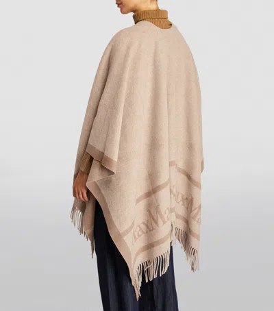 Max Mara Wool Jacquard Hilde Cape In Sand