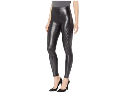 Spanx High-waisted Faux-leather Leggings In Schwarz