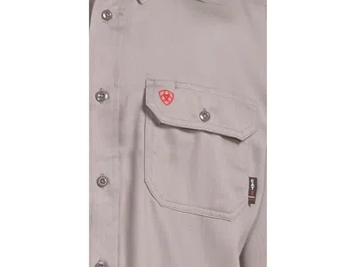 Ariat Fr Solid Long Sleeve Work Shirt In Gray
