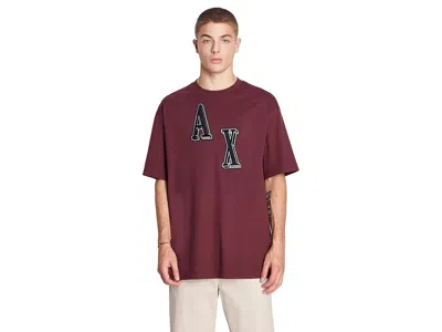 Armani Exchange Collegiate Ax Logo T-shirts In Burgundy | ModeSens
