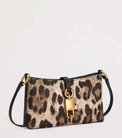 Dolce & Gabbana Lock Leather-trimmed Leopard-print Satin-twill Shoulder Bag In Multi