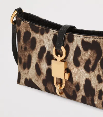 Dolce & Gabbana Lock Leather-trimmed Leopard-print Satin-twill Shoulder Bag In Multi
