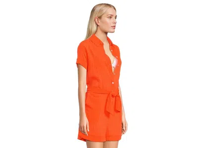 Becca Cabana Textured Button Front Romper Cover-up