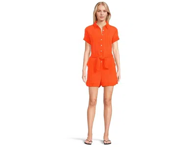 Becca Cabana Textured Button Front Romper Cover-up