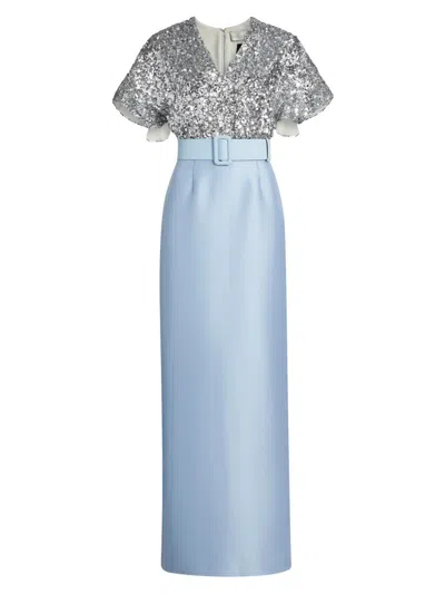 Sachin & Babi Marlene Gown In Blue
