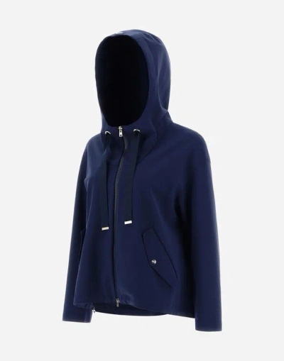 Herno Drawstring Hooded Jacket In Blue