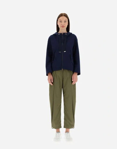 Herno Drawstring Hooded Jacket In Blue