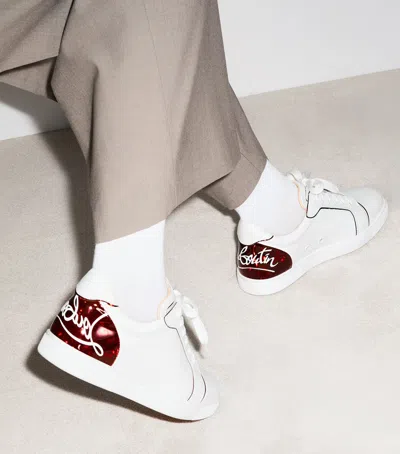 Christian Louboutin Fun Vieira Printed Pvc-trimmed Perforated Leather Sneakers In White