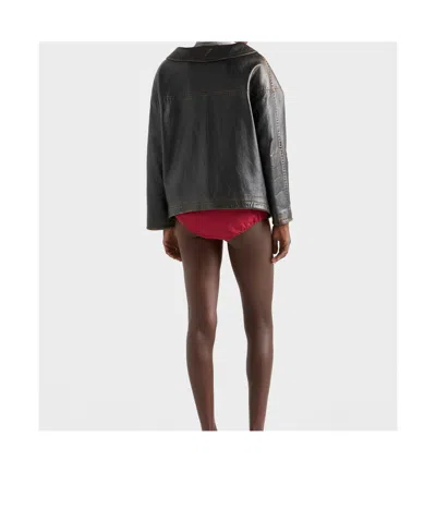 Prada Nappa Leather Single-breasted Jacket In Black
