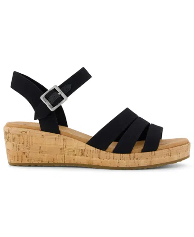 Toms Women's Julia Open Toe Wedge Sandals In Black