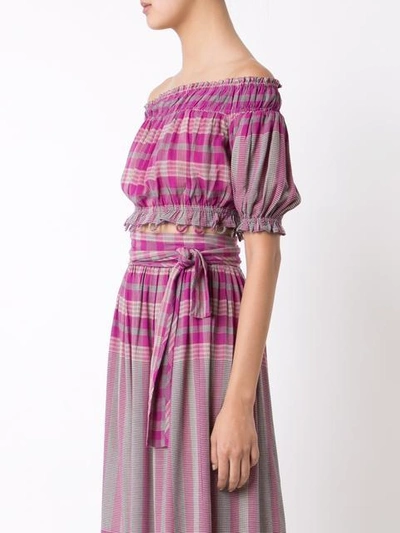 Shop Apiece Apart Off-shoulders Cropped Blouse In Pink/purple