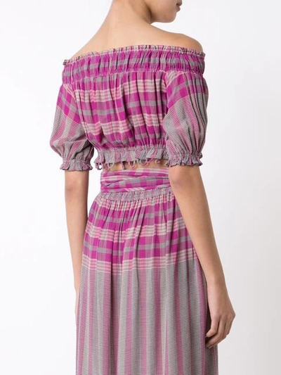 Shop Apiece Apart Off-shoulders Cropped Blouse In Pink/purple