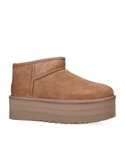 Ugg Suede Classic Ultra Mini Platform Boots In Brown