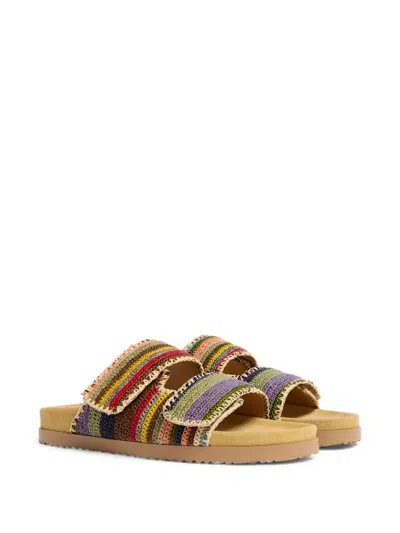 Dsquared2 Striped Flat Sandals In Neutral
