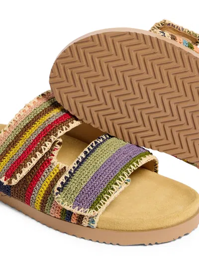 Dsquared2 Striped Flat Sandals In Neutral