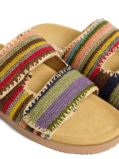 Dsquared2 Striped Flat Sandals In Neutral