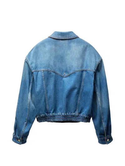 Versace Jacket Long Sleeves Elasticated Hem Chest Pockets In Blue